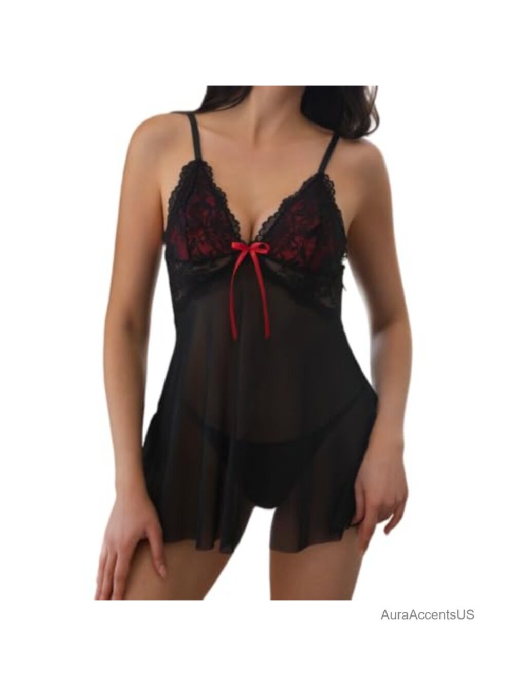 Lace Babydoll Lingerie Set with G-String Plus Size